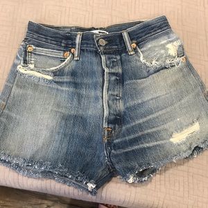 Re/done high rise denim shorts